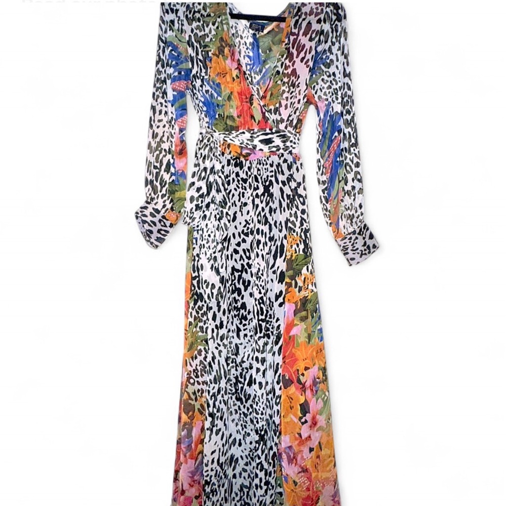 Multicolor Animal Floral Print Maxi Dress
